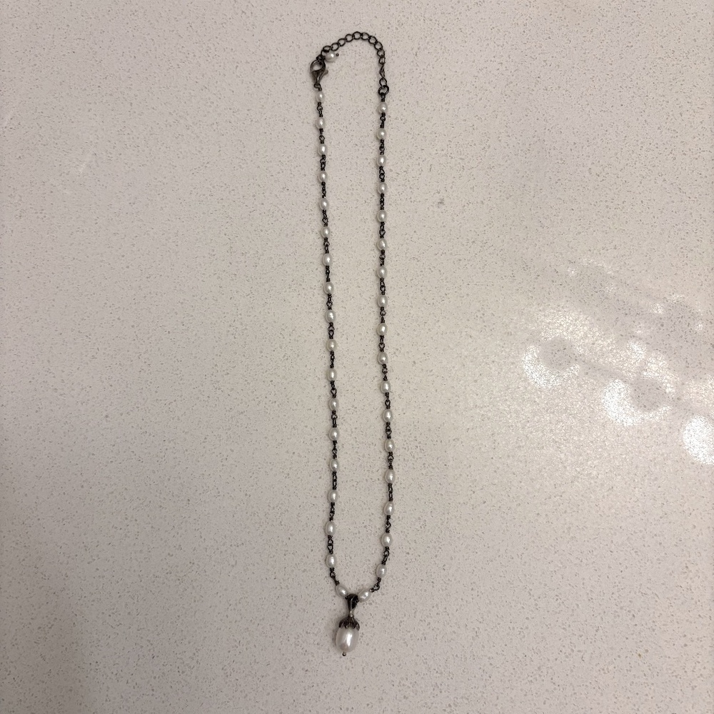 Sundance Oxidized Silver and freshwater pearl necklace